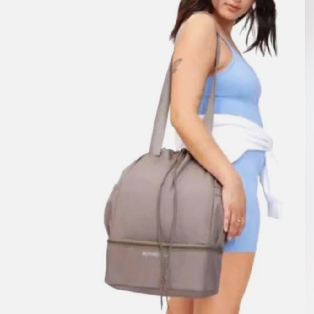 Beyond Yoga Gray Drawstring Bag - image 1